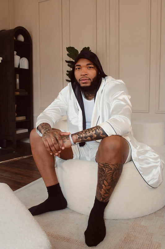 King's Satin Robe With Short Set