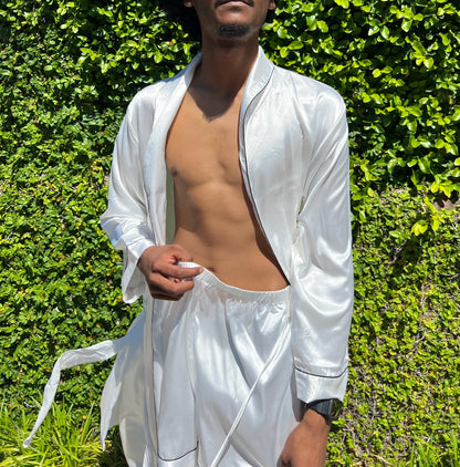 King's Satin Robe With Short Set
