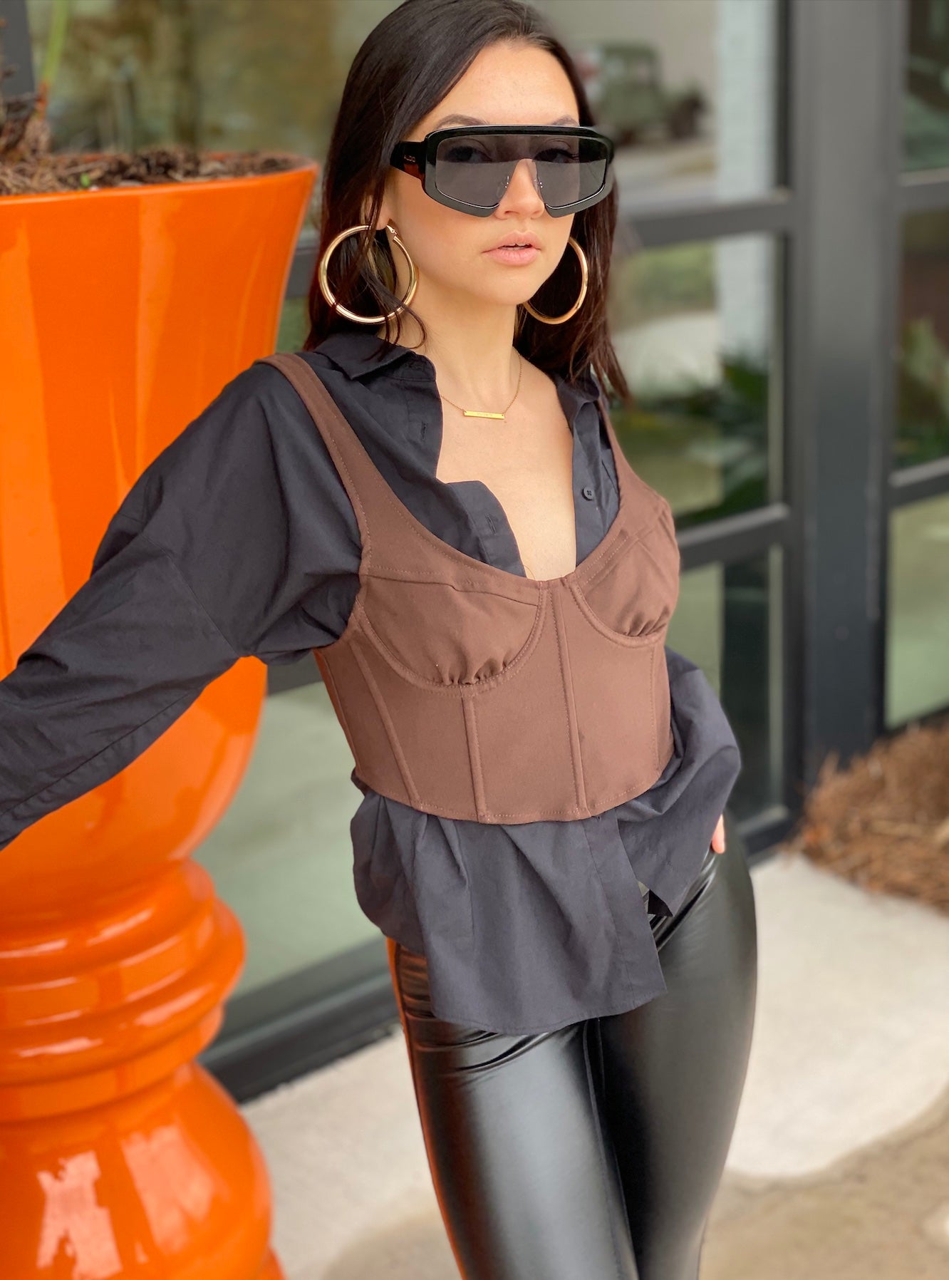 Mahogany Cropped Corset Top