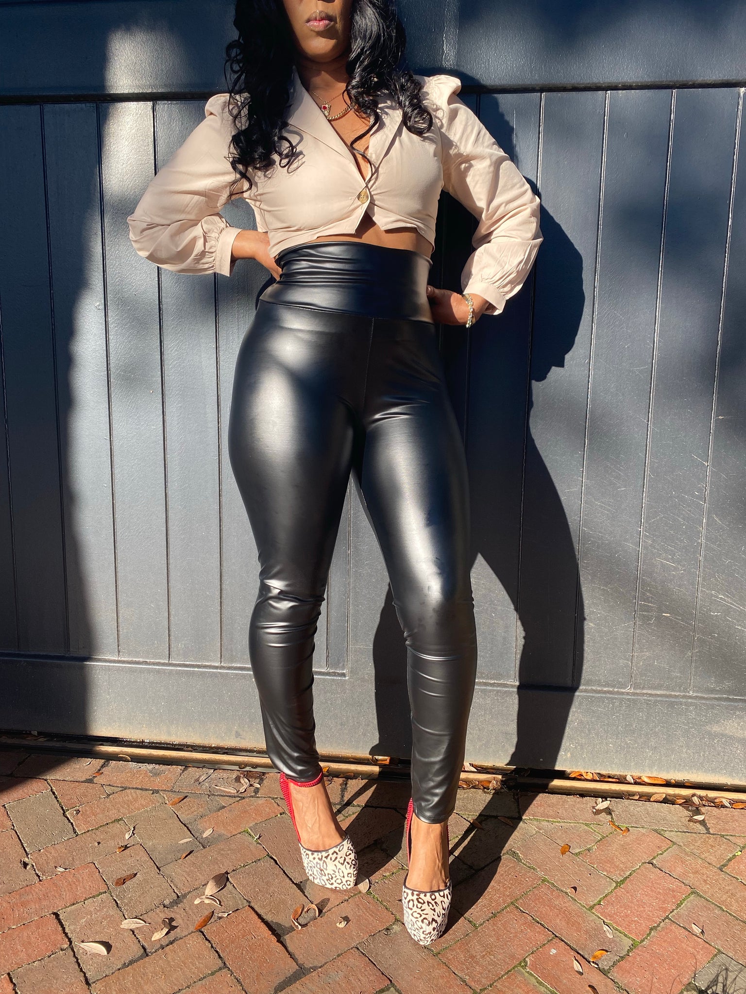 High Waisted Leather Legging Bottoms
