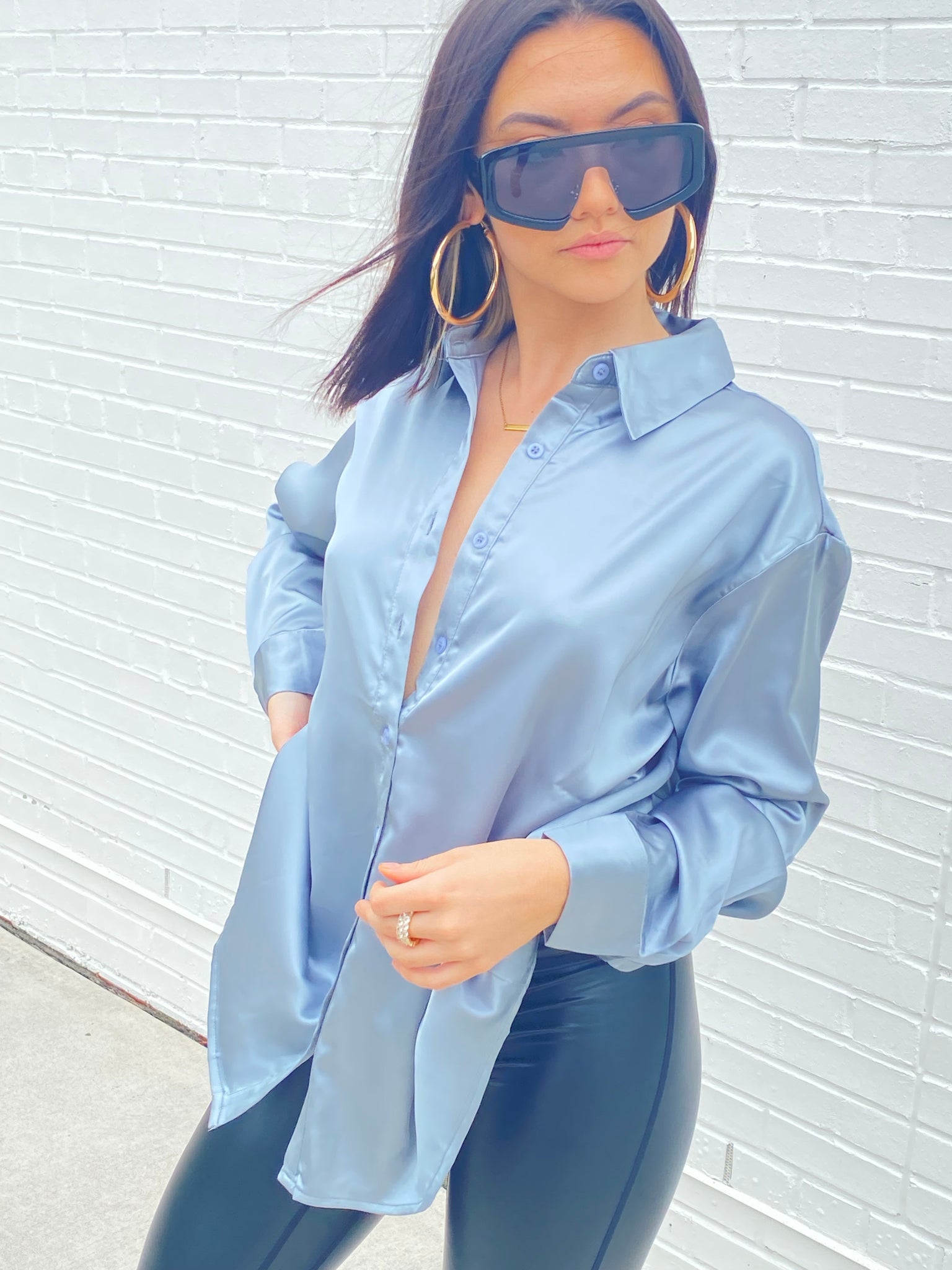 Slate Satin Blouse